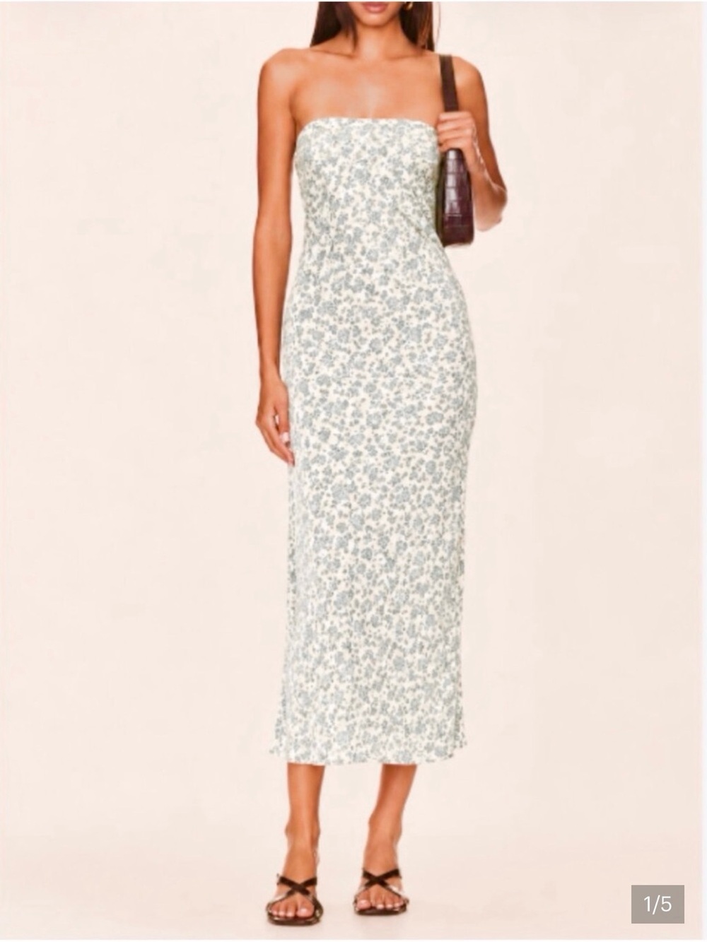 House of Harlow Blue and White floral Satin midi Dress